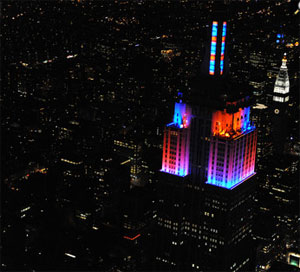 LED Empire State Building show de luzes encenado Halloween