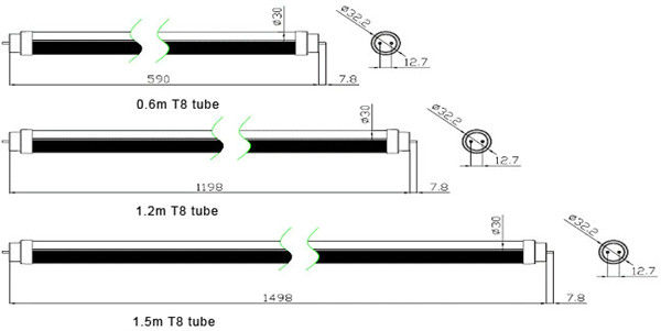 Grade tipo T8 LED Tubo